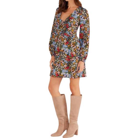 NEW MINKPINK josie long sleeve mini dress in fall ditsy - Picture 3 of 3